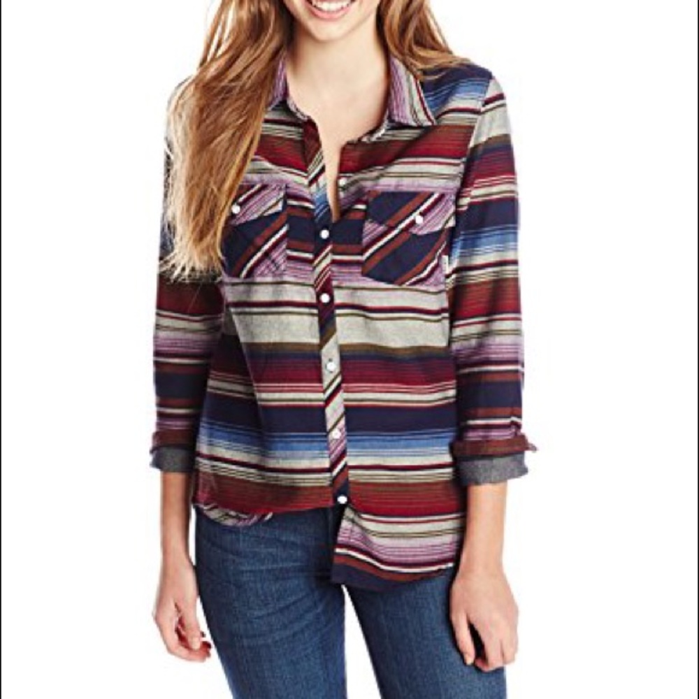 Boho Roxy “Camp Site” striped button down